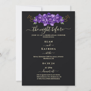 Convites Jantar de Ensaios Clássico Preto Violeta Floral Do