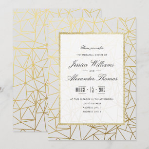 Convites Jantar de Ensaios Classy Gold & White