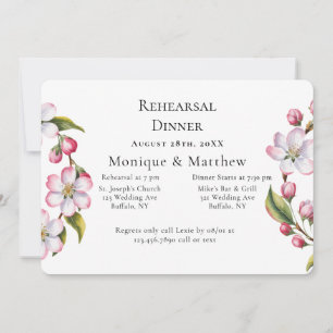 Convites Jantar de Ensaios com Aquarela de Maçã e Flor de C