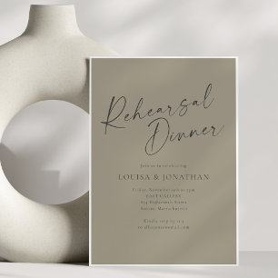 Convites Jantar de Ensaios com Elegante Poeira de Oliva em