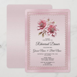 Convites Jantar de Ensaios com Flores Rosas Modernas