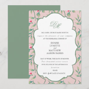 Convites Jantar de Ensaios com Giz Rosa e Verde Manjericão
