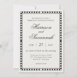 Convites Jantar de Ensaios com Xadrez Harlequim Preto