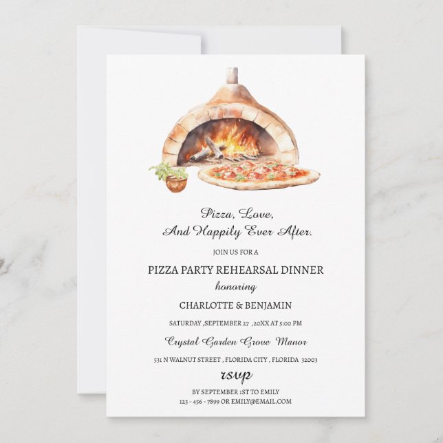 Convites Jantar de Ensaios da Festa de Pizza Italiana Rústi (Frente)