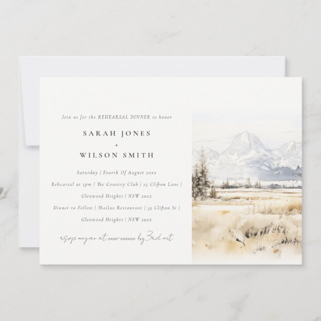 Convites Jantar de Ensaios da Paisagem de Jackson Hole Wyom (Frente)