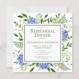 Convites Jantar de Ensaios de Aquarela Floral de Hortênsias