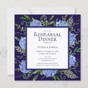 Convites Jantar de Ensaios de Aquarela Floral de Hortênsias