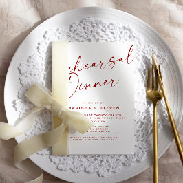 Convites Jantar de Ensaios de Caligrafia Elegante Bordeaux