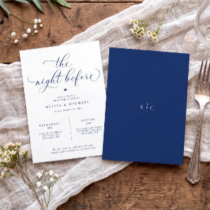 Convites Jantar de Ensaios de Casamento Azul Marinho Elegan