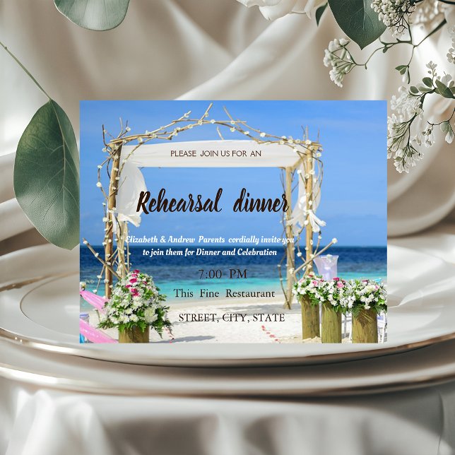 Convites Jantar de Ensaios de Casamento Beach Arbor Floral (Criador carregado)