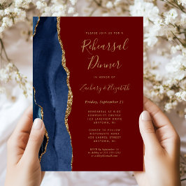 Convites Jantar de Ensaios de Casamento Blue Gold Agate Bur