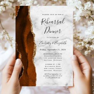 Convites Jantar de Ensaios de Casamento Burnt Orange Gold Á