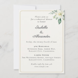 Convites Jantar de Ensaios de Casamento Clássico com Elegan