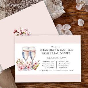 Convites Jantar de Ensaios de Casamento com Champanhe e Flo