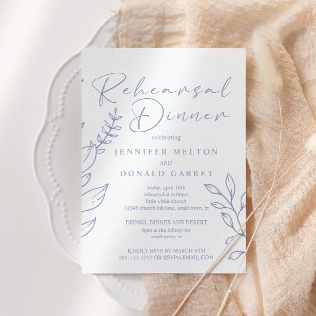 Convites Jantar de Ensaios de Casamento com Flores de Vinca (Criador carregado)