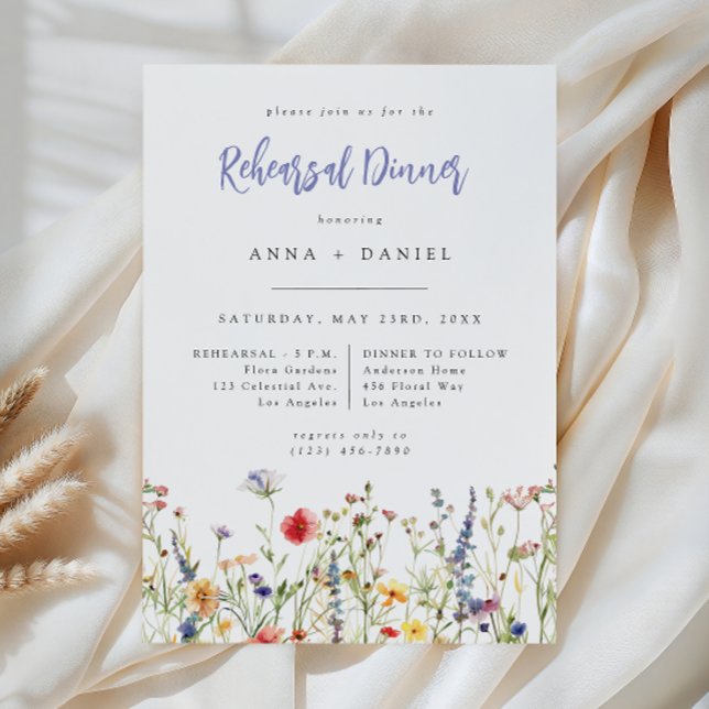 Convites Jantar de Ensaios de Casamento com Flores Silvestr (Criador carregado)