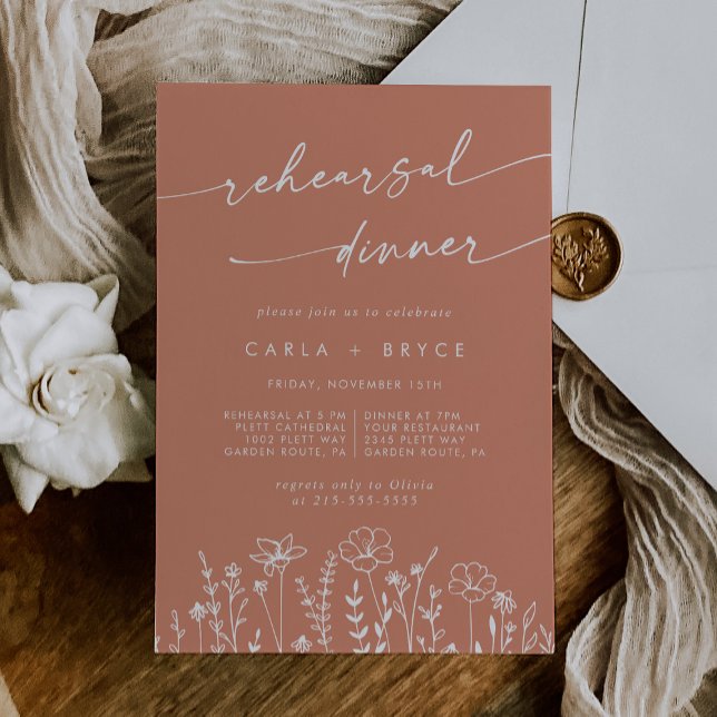 Convites Jantar de Ensaios de Casamento com Flores Silvestr (Criador carregado)