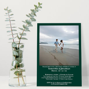 Convites Jantar de Ensaios de Casamento com Foto Verde Esme