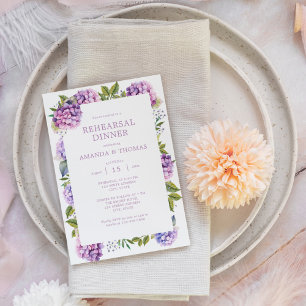 Convites Jantar de Ensaios de Casamento com Hortênsias Rosa