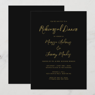 Convites Jantar de Ensaios de Casamento com Letra Dourada P