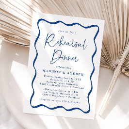 Convites Jantar de Ensaios de Casamento com Moldura Azul Mo