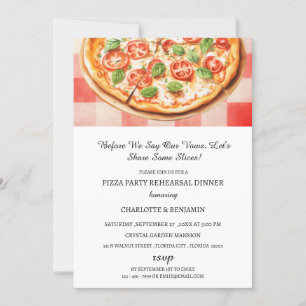 Convites Jantar de Ensaios de Casamento com Pizza Rústica e
