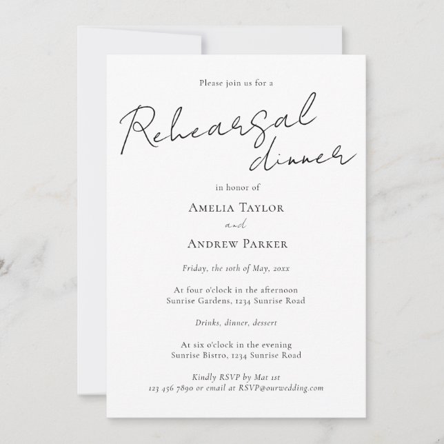 Convites Jantar de Ensaios de Casamento com QR Code em Letr (Frente)