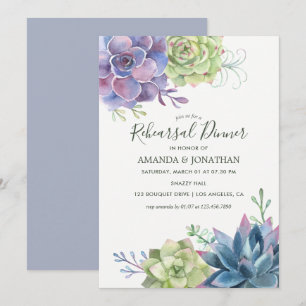 Convites Jantar de Ensaios de Casamento com Suculentas em A
