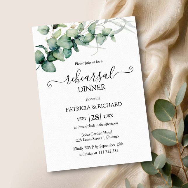 Convites Jantar de Ensaios de Casamento com Verdejante (Criador carregado)