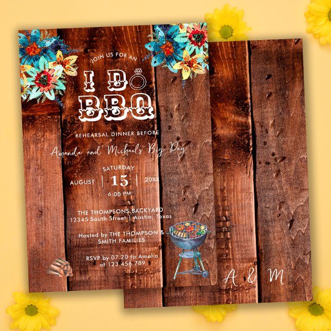 Convites Jantar de Ensaios de Casamento de BBQ no Quintal R (Criador carregado)