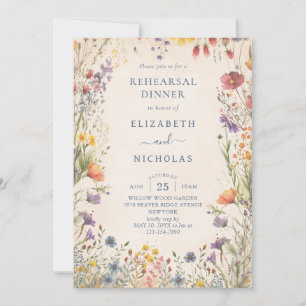 Convites Jantar de Ensaios de Casamento de Flores Silvestre