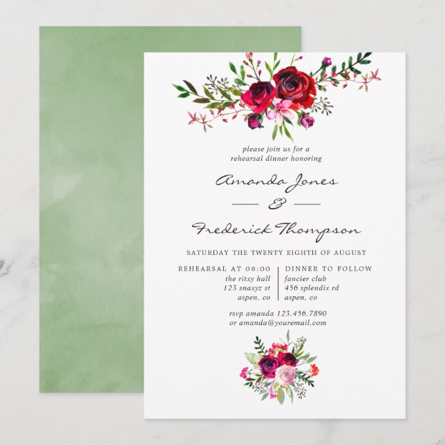 Convites Jantar de Ensaios de Casamento de Outono (Frente/Verso)