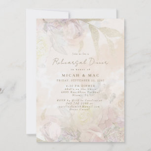 Convites Jantar de Ensaios de Casamento Elegante com Rosa F