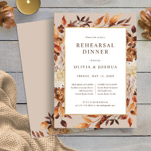 Convites Jantar de Ensaios de Casamento Elegante de Outono