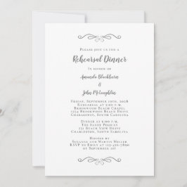 Convites Jantar de Ensaios de Casamento Elegante em Cinza e