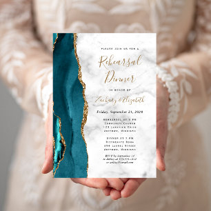 Convites Jantar de Ensaios de Casamento em Ágata Azul Teal