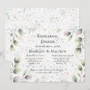Convites Jantar de Ensaios de Casamento Eucalyptus Pink Blu