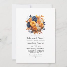 Convites Jantar de Ensaios de Casamento Floral Azul-Marinho