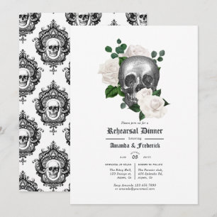 Convites Jantar de Ensaios de Casamento Floral Branco Gótic