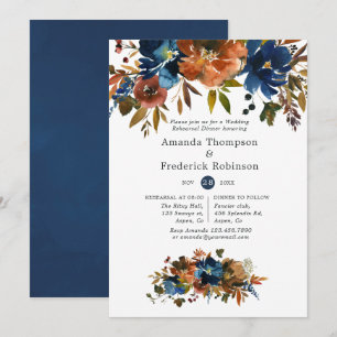 Convites Jantar de Ensaios de Casamento Floral Gengibre e A