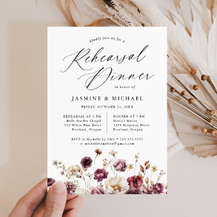 Convites Jantar de Ensaios de Casamento Floral Outonal Rúst