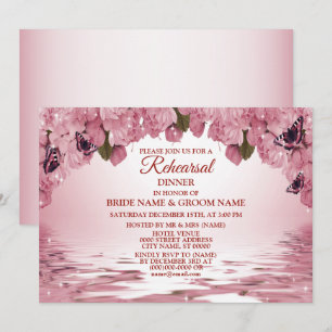Convites Jantar de Ensaios de Casamento Floral Rosa na Natu
