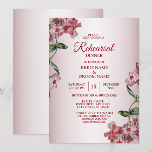 Convites Jantar de Ensaios de Casamento Floral Verde Rosa V
