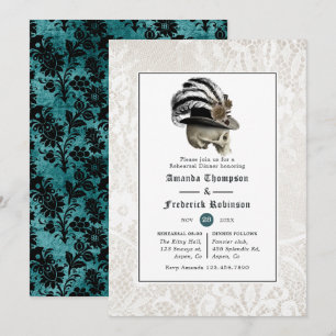 Convites Jantar de Ensaios de Casamento Gótico de Damasco e