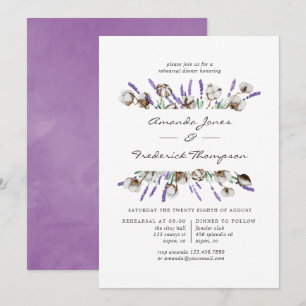 Convites Jantar de Ensaios de Casamento Lavanda e Algodão