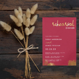 Convites Jantar de Ensaios de Casamento Moderno Dourado Ros