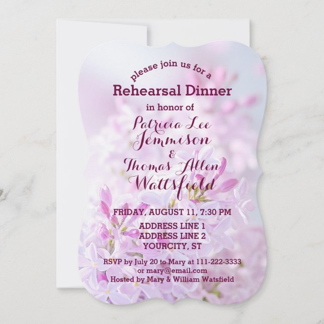 Convites Jantar de Ensaios de Casamento personalizável (Frente)