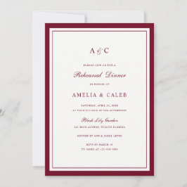 Convites Jantar de Ensaios de Casamento Quadro Burgundy Ele