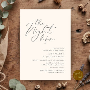 Convites Jantar de Ensaios de Casamento Romântico da Noite