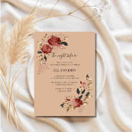 Convites Jantar de Ensaios de Casamento Rosa Borgonha Outon